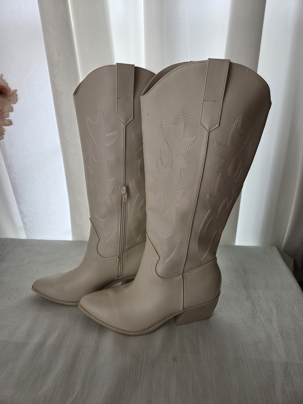 Madden Girl Tall Lace-Up Western Boots in Light Taupe
